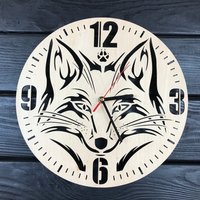 Fuchs Wanduhr Holz Geschenk Für Männer Frauen 5. Jahrestag Personalisiert Poster Custom Hängend Cutout von MrWoodGifts