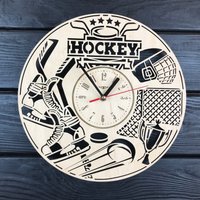 Hockey Wanduhr Geschenk Für Männer Frauen 5. Jahrestag Personalisieren Poster Custom Wandbehang Holz Cutout von MrWoodGifts