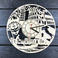 Italien Wanduhr Geschenk Für Männer Frauen 5. Jahrestag Personalisiert Poster Custom Wandbehang Holz Cutout von MrWoodGifts