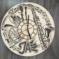 Jazz Musik Wanduhr Holz Liebhaber Geschenk 5.jahrestag Personalisiert Poster Custom Holzschild von MrWoodGifts