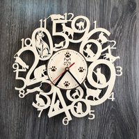 Katzen Wanduhr Holz Beste Geschenkidee Für Männer Frauen 5.jahrestag Geschenk Personalisierte Poster Hängend Custom Cutout von MrWoodGifts