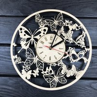 Schmetterling Wanduhr Für Küche Home Office Dekor Hängender Zeichen Holz 5. Jahrestag Geschenk Muttertag von MrWoodGifts