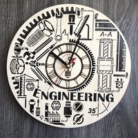 Wanduhr Holz Geschenk Für Männer 5. Jahrestag Personalisiert Technik Poster Hängend Custom Engineering Cutout von MrWoodGifts