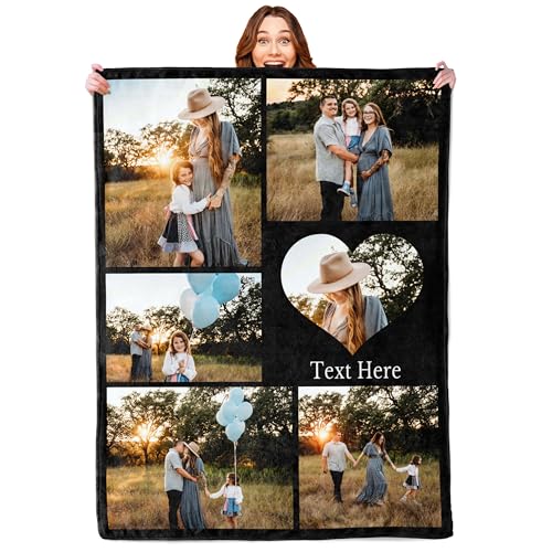 Mraxovid Personalisierte Decke, Fotos Decke, Erinnerungsgeschenk mit Fototext, individuelle Decken, Geschenk, personalisierte Überwurfdecke für Familie, Mutter, Papa, Kinder,Freunde, 100 x 125 cm von Mraxovid