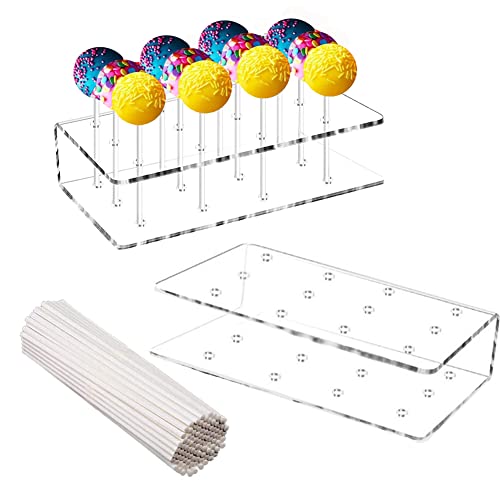 Cake Pop Stiele, 2 Stücke 12 Löcher Cake Pop Ständer mit 100 Stück Papierstab, Cakepopständer, Cake Pop Halter für Hochzeit Geburtstag Abschlussball Backverkauf von Mrchen