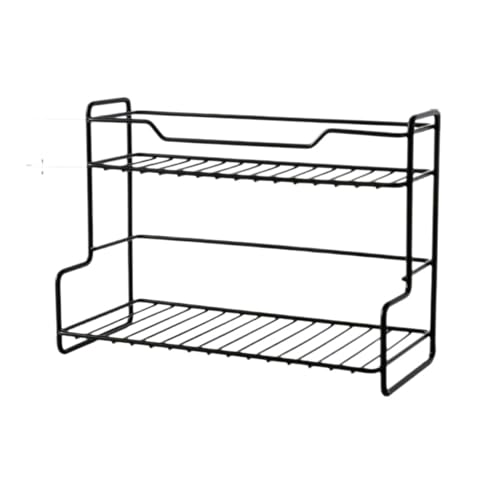 Mrchrogge Edelstahl-Regal Doppeldecker, Küchenregal, Badezimmer-Organizer, Aufbewahrungsregal, platzsparend (Schwarz) von Mrchrogge