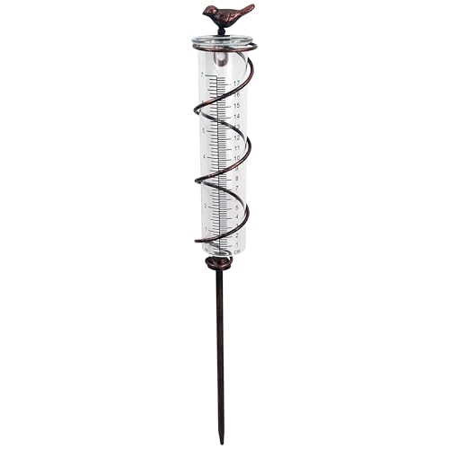 Mrchrogge Regenmesser Für Garten Aus Glas Mit Metallständer, Frostsicherer Niederschlagsmesser Garten Für Terrasse Und Balkon, Leicht Ablesbarer Regenwassermesser Als Dekoration von Mrchrogge