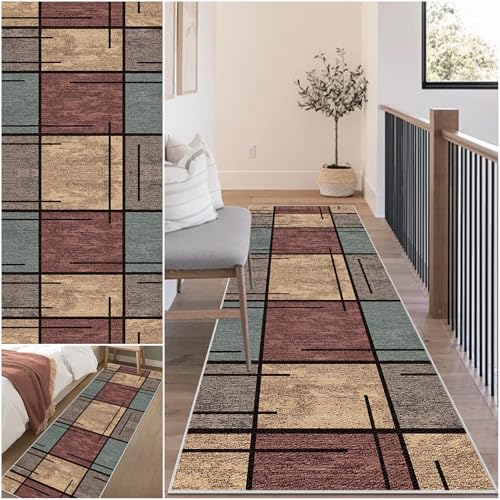 Läufer Teppich für Flur 80 x 240 cm rutschfest Teppichläufer Flur Teppich Läufer Küche Schmutzfangmatte Küchenteppich Waschbar Bettvorleger Eingangsteppich Küchenläufer Teppich Schlafzimmer Fußmatte von Mreoqja