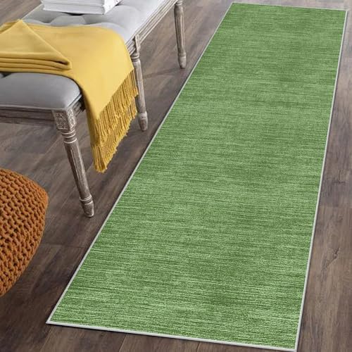 Läufer Teppich für Flur Lang Rutschfest 40 x 100 cm Grün Küchenläufer Teppich Läufer für Küche Waschbar Teppichläufer Flur Teppich Küchenteppich Schmutzfangmatte für Eingang Wohnzimmer Schlafzimmer von Mreoqja