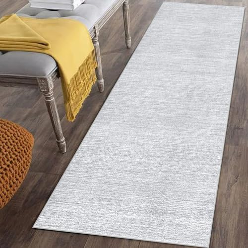 Läufer Teppich für Flur Lang Rutschfest 50 x 220 cm Grau Küchenläufer Teppich Läufer für Küche Waschbar Teppichläufer Flur Teppich Küchenteppich Schmutzfangmatte für Eingang Wohnzimmer Schlafzimmer von Mreoqja