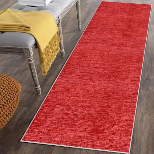 Läufer Teppich für Flur Lang Rutschfest 80 x 400 cm Rot Küchenläufer Teppich Läufer für Küche Waschbar Teppichläufer Flur Teppich Küchenteppich Schmutzfangmatte für Eingang Wohnzimmer Schlafzimmer Läufer Teppich für Flur Lang Rutschfest 80 x 400 cm Rot Küchenläufer Teppich Läufer für Küche Waschbar Teppichläufer Flur Teppich Küchenteppich Schmutzfangmatte für Eingang Wohnzimmer Schlafzimmer von Mreoqja
