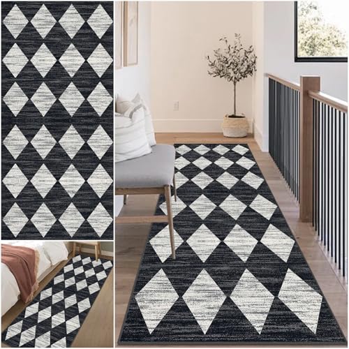 Teppich Läufer Flur Küche Lang rutschfest Kücheläufer Teppich Flur 80 x 500 cm Küchenteppich Waschbar Flurläufer Lang Bettvorleger Fußmatte Teppichläufer für Flur Küche Korridor Schlafzimmer Eingang von Mreoqja