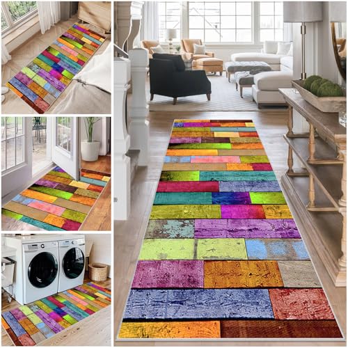 Teppich Läufer Flur Waschbar Küchenteppich 100 x 100 cm rutschfest Flurteppich Küchenläufer Fußmatte Eingangsmatte Teppichläufer Flur Läufer Teppich für Küche Eingang Schlafzimmer Korridor Waschküche von Mreoqja