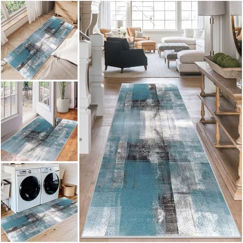 Teppich Läufer Flur Waschbar Küchenteppich 100 x 220 cm rutschfest Flurteppich Küchenläufer Fußmatte Eingangsmatte Teppichläufer Flur Läufer Teppich für Küche Eingang Schlafzimmer Korridor Waschküche von Mreoqja