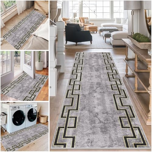 Teppich Läufer Flur Waschbar Küchenteppich 50 x 220 cm rutschfest Flurteppich Küchenläufer Fußmatte Eingangsmatte Teppichläufer Flur Läufer Teppich für Küche Eingang Schlafzimmer Korridor Waschküche von Mreoqja