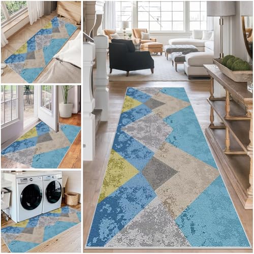 Teppich Läufer Flur Waschbar Küchenteppich 70 x 140 cm rutschfest Flurteppich Küchenläufer Fußmatte Eingangsmatte Teppichläufer Flur Läufer Teppich für Küche Eingang Schlafzimmer Korridor Waschküche von Mreoqja