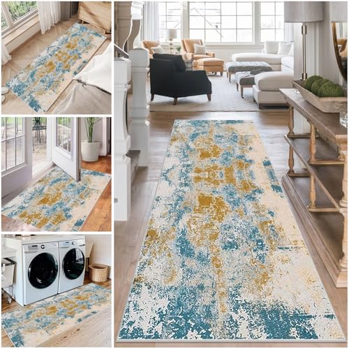 Teppich Läufer Flur Waschbar Küchenteppich 70 x 220 cm rutschfest Flurteppich Küchenläufer Fußmatte Eingangsmatte Teppichläufer Flur Läufer Teppich für Küche Eingang Schlafzimmer Korridor Waschküche von Mreoqja