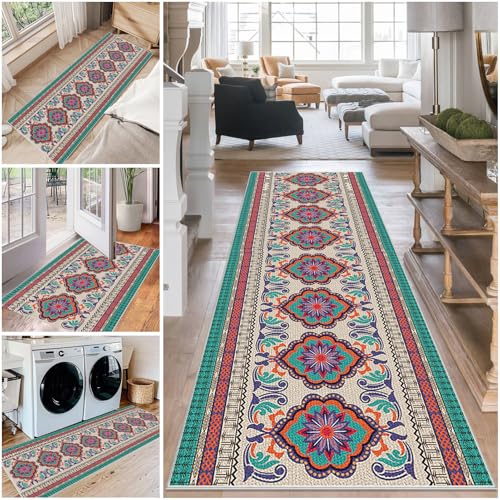 Teppich Läufer Flur Waschbar Küchenteppich 80 x 150 cm rutschfest Flurteppich Küchenläufer Fußmatte Eingangsmatte Teppichläufer Flur Läufer Teppich für Küche Eingang Schlafzimmer Korridor Waschküche von Mreoqja