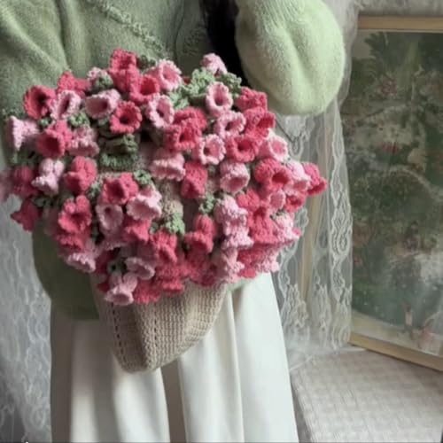 Mrinb Häkeldecke Kit, DIY Handgemachte Rosendecke Häkelblumenstrauß, weich und leicht gestrickte Blumen Blumenstrauß Überwurfdecken für Anfänger, Muttertagsgeschenke von Mrinb