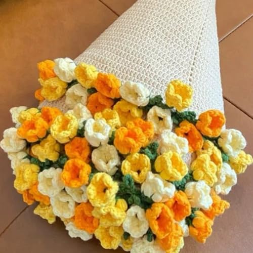 Mrinb Häkeldecke Kit, DIY Handgemachte Rosendecke Häkelblumenstrauß, weich und leicht gestrickte Blumen Blumenstrauß Überwurfdecken für Anfänger, Muttertagsgeschenke von Mrinb