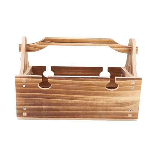 Mrisata Holz Klappbarer Picknick Korb Tisch Tragbar Vintage Weinglas Halter 2 in 1 Im Freien (Holzkohlefarbe) von Mrisata
