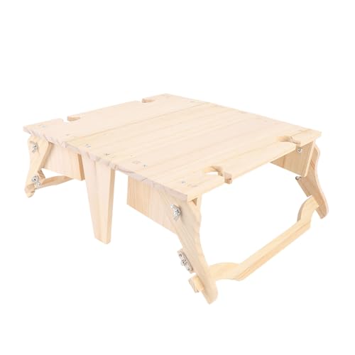Mrisata Holz Klappbarer Picknick Korb Tisch Tragbar Vintage Weinglas Halter 2 in 1 Im Freien (Holzkornfarbe) von Mrisata