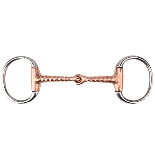 Mrisata Pferde Trense Kauen Edelstahl Eggbutt Bit Kupfer Korkenzieher Mund Link Lose Kupfer Trense, Edelstahl D-Ring Trense Pferd Gebiss Kupfer Rollen von Mrisata