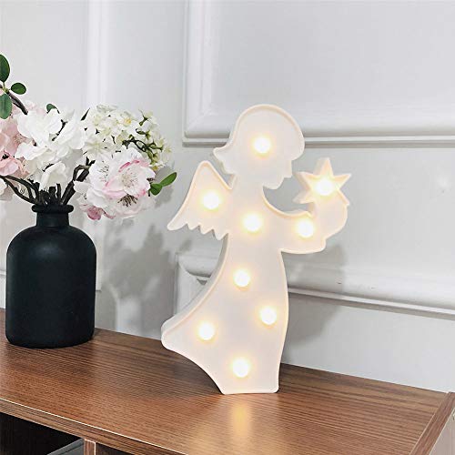 Mrisata Engel Fee LED Nachtlicht Dekoration Warmweiß, Kunststoff, Weiß von Mrisata