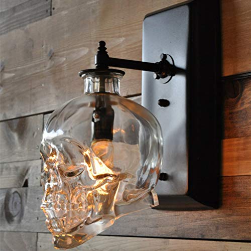 Skelett-Wandlampe Im Vintage-Landhausstil, Totenkopf-Licht, Handgefertigtes Totenkopf-Nachtlicht für Halloween, Antike Dekorative Loft-Bar, (A) von Mrisata