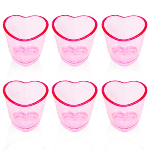 Mritrit 6 Stück Schnapsgläser Herz, Süßes Rosa Soju Gläser Set für Geburtstagsfeiern und Valentinstag, 45 ml Transparent Schnapsglas Herz für Barwagen von Mritrit