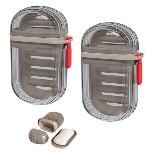 Mrltau 2 pcs Seifendose Reise Wasserdicht, Verbesserte leckfeste Seifenbox Reise, Abfluss aus Kunststoff Seifenschale, Seifenbehälter mit Draining Layer von Mrltau