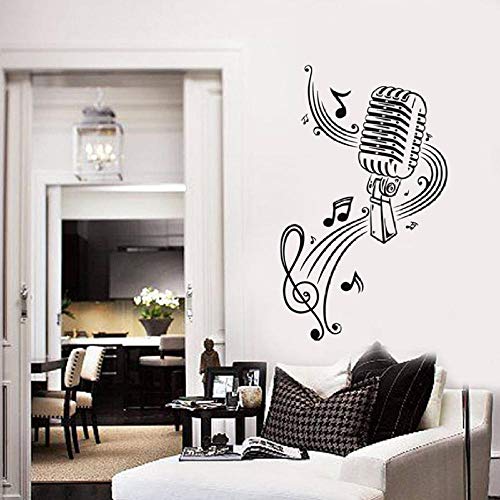 Mrlwy Vinyl Wandtattoo Mikrofon MIC Musik Musiknoten Kunst Inneneinrichtung Aufkleber Schlafzimmer Musikzimmer KTV Wandbild 42x68cm von Mrlwy