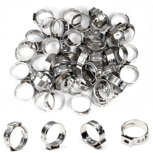 Einohr-Schlauchschellen, 15 mm - 17,5 mm, 304 Edelstahl, Schlauchklemmen, stufenlose Schlauchklemmen, perfekt für Automobil, Haushaltsgeräte und Sanitärarbeiten, 55 Stück von MroMax