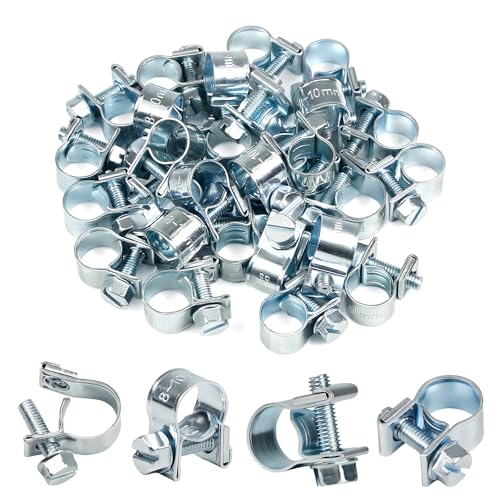 Mini-Kraftstoffleitungsschellen, 32 Stück, 0,3 cm (5/16 Zoll) - 13/32 Zoll Durchmesser (8–10 mm) Kraftstoffeinspritzung, Gasleitungsschlauchschellen, verstellbare verzinkte Rohrschellen für Diesel von MroMax