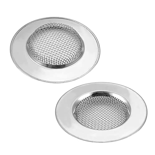 MroMax 2 Stück Abflusssieb, 65 mm Durchmesser, dickes feines Netz, Metall, Abflusssieb aus Edelstahl, silberfarben von MroMax