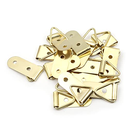 MroMax 20 dreieckige Ring-Bilderaufhänger, 38 x 11 mm, goldenes Sortiment für Heimdekoration, Bilderrahmen, Foto-Aufhängelösungen von MroMax