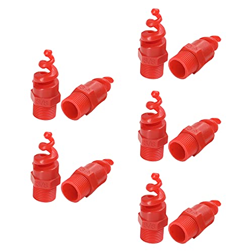 MroMax 3/8BSPF Außengewinde PP Spiralkegel Zerstäuberdüse Industrie Spray Rot 10 Stück von MroMax