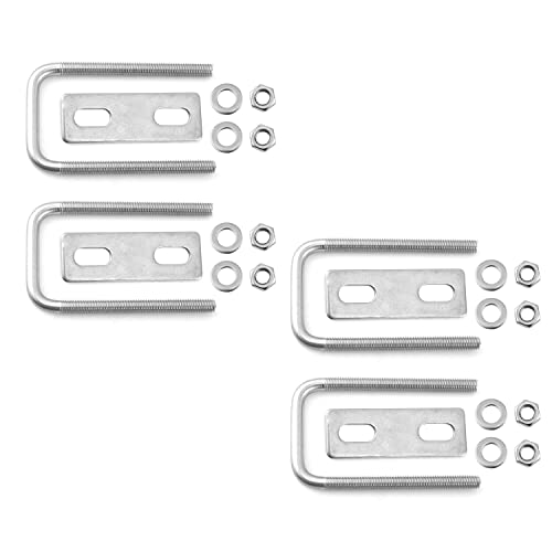 MroMax 4 quadratische U-Bolzen 35 mm Innenbreite 304 Edelstahl M6 mit Muttern silberfarben von MroMax