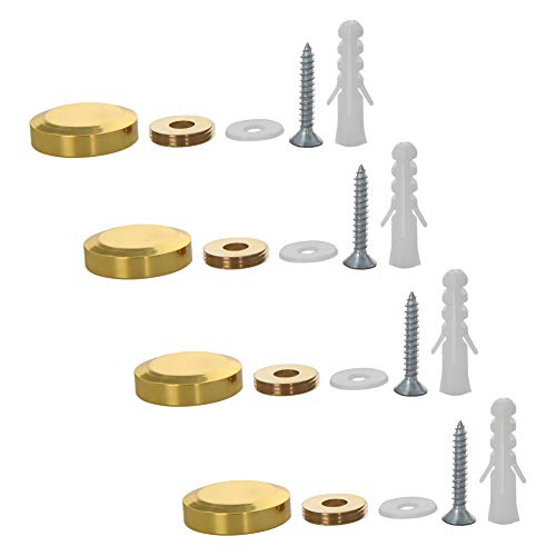 MroMax 4 x Spiegelschrauben, dekorative Kappennägel, 25 mm, Kappendurchmesser, Edelstahl, goldfarbene Oberfläche von MroMax