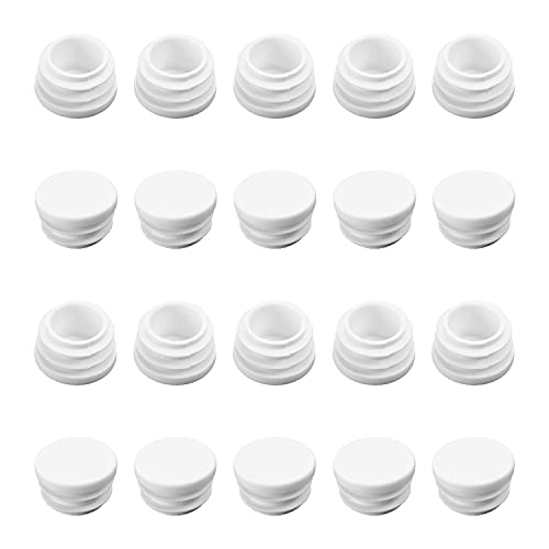 MroMax 50 Stück Kunststoffstopfen 22 mm Endkappen Rohreinsätze Runde Möbel Tisch Stuhlbeine Boden Weiß von MroMax