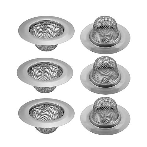 MroMax 6 Stück Abflusssieb für Waschbecken, 70 mm Durchmesser, feines Netz, Metall, Abflusssieb aus 401 Edelstahl, silberfarben von MroMax