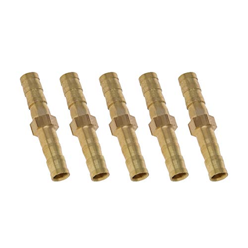 MroMax 6 mm Messing Schlauchverschraubung gerader Verbindungsstück für Luft, Wasser, Kraftstoff, Boot, Messington, 5 Stück von MroMax