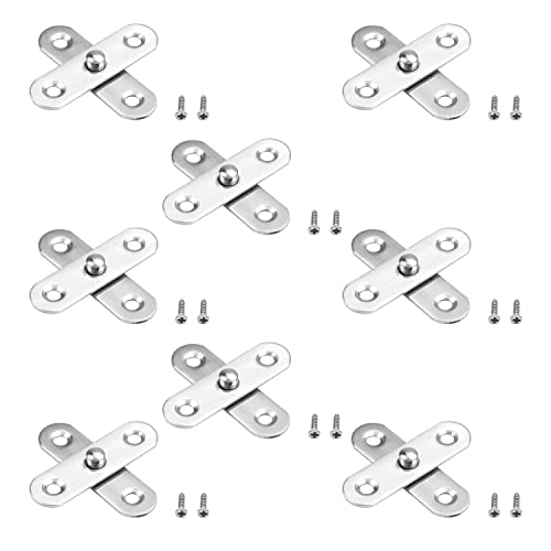 MroMax Tür-Schwenkscharnier, 57 mm Länge, 360 Grad drehbar, verstecktes Türscharnier, Edelstahl-Schwenkscharnier für versteckte Tür, Schrank und Schrank, Silber, 8 Stück von MroMax