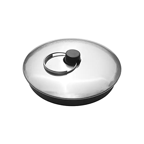 MroMax Abflussstopfen aus Edelstahl, 57 mm, mit Ring, für Badewanne, Küche, Badezimmer, Silber, Schwarz, 1 Stück von MroMax