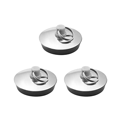 MroMax Ablaufstopfen für die Küche, 37 mm Durchmesser, Edelstahl, für Küche, Badezimmer, Badewanne, Waschbecken, Ablaufgarnitur, Silber / Schwarz, 3 Stück MroMax Ablaufstopfen für die Küche, 37 mm Durchmesser, Edelstahl, für Küche, Badezimmer, Badewanne, Waschbecken, Ablaufgarnitur, Silber / Schwarz, 3 Stück von MroMax