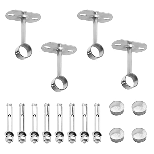 MroMax Deckenhalterung, Kleiderschrank-Rohrhalterung, 8 cm Durchmesser, Duschvorhang, Schrank, Stange, Hebelhalterung, Rohrflansch, Sockel, 4 Stück (10 cm Höhe) von MroMax