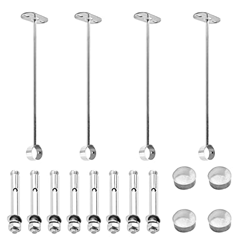 MroMax Deckenhalterung, Kleiderschrank-Rohrhalterung, 8 cm Durchmesser, Duschvorhang, Schrank, Stange, Hebelhalterung, Rohrflansch, Sockel, 4 Stück (35 cm Höhe) von MroMax