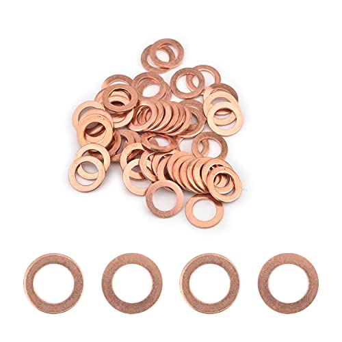 MroMax Flache Kupfer-Unterlegscheiben 0,8 x 1,3 x 0,1 cm (Innendurchmesser x Außendurchmesser x T) für Schraubenbolzen, 50 Stück von MroMax