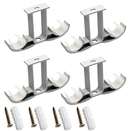 MroMax Gardinenstangen-Halterung, Aluminium-Legierung, Doppelhalter, Gardinenstangenhalter, für 20–24 mm Gardinenstange, 92 x 140 x 19 mm, Weiß, 4 Stück von MroMax