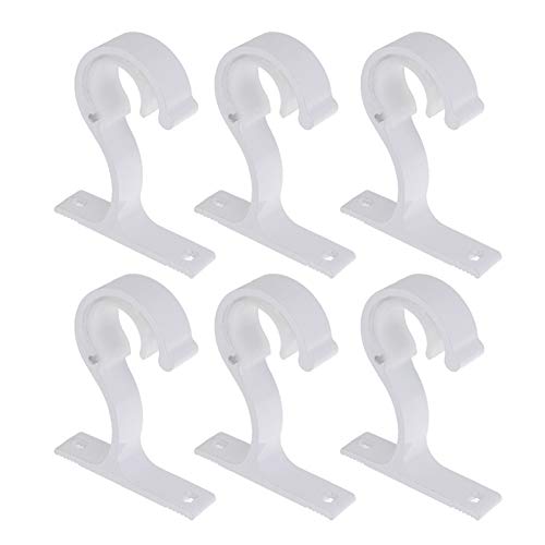 MroMax Gardinenstangen-Halterung, Aluminiumlegierung, Einzelhalter, für 25–28 mm Gardinenstangen, 85 x 60 x 19 mm, Weiß, 6 Stück von MroMax